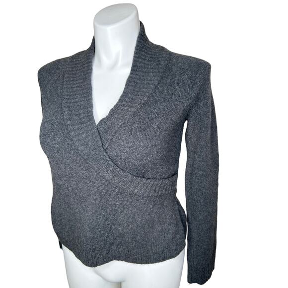 Anthropologie Ett Twa Sweater L Gray Faux Wrap - Picture 1 of 4